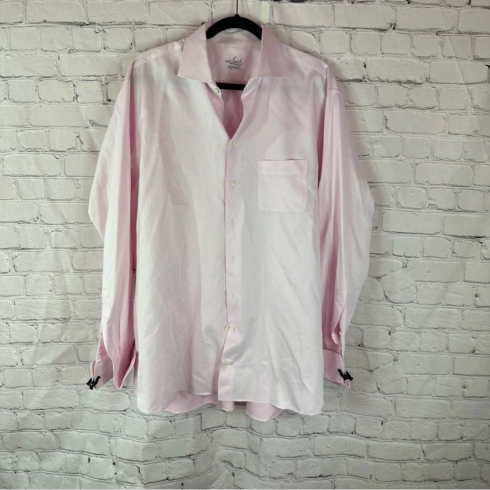 men's van laack royal rivara pink cotton dress shirt sz XXL french cuffs
